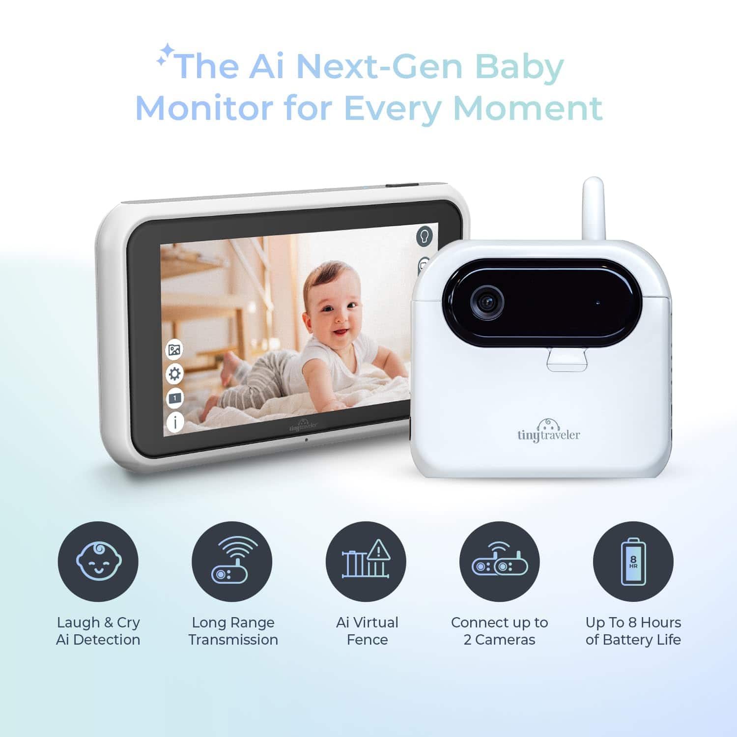 Monitor de bebé inteligente Tiny Traveler Ai con Power Bank - Imagen 3