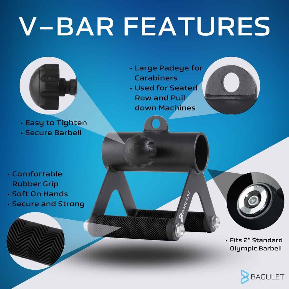 Barra en V Bagulet para Máquina de Remo, Barra de Barbell, - Imagen 4