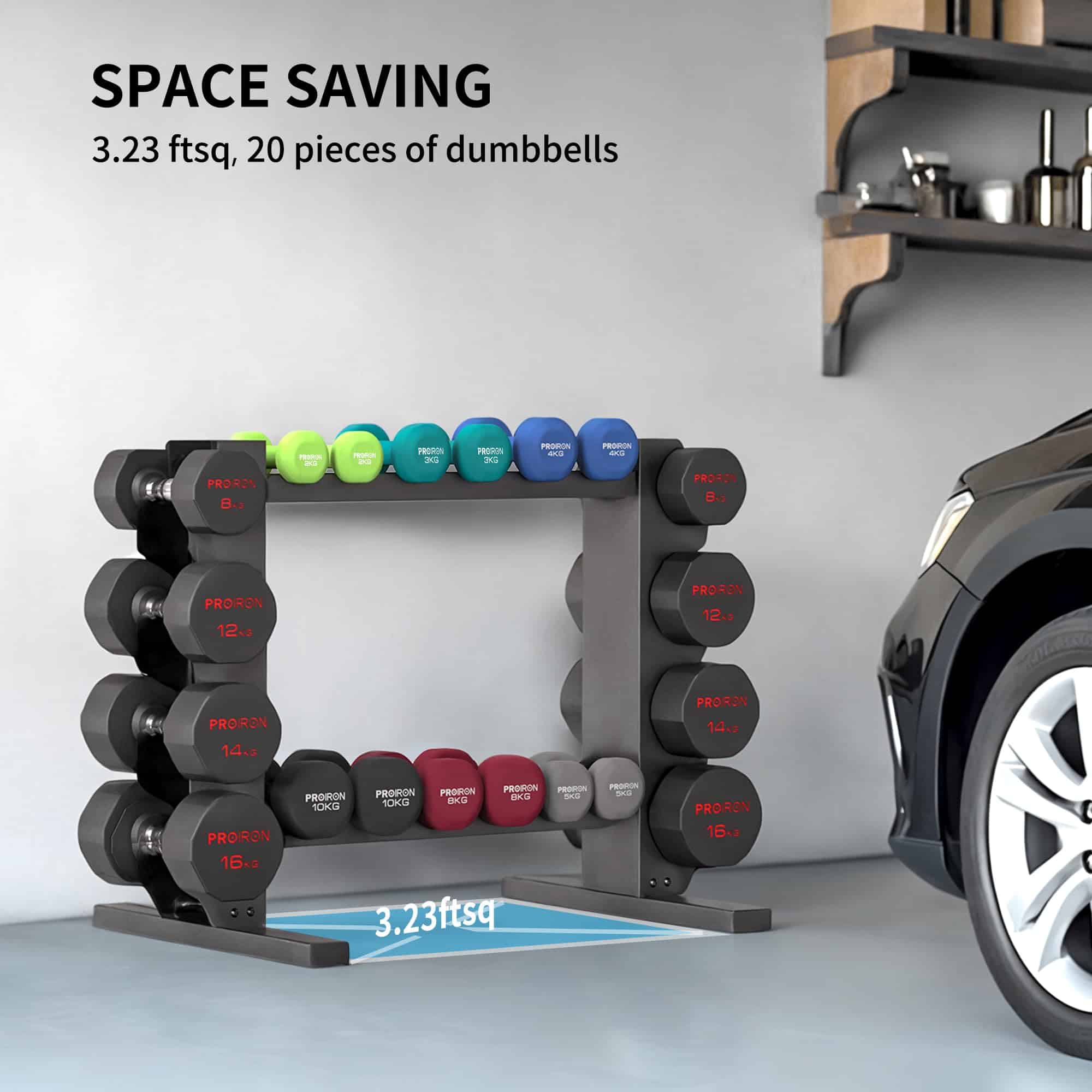 PROIRON Soporte Compacto para Rack de Mancuernas Solamente, - Imagen 3