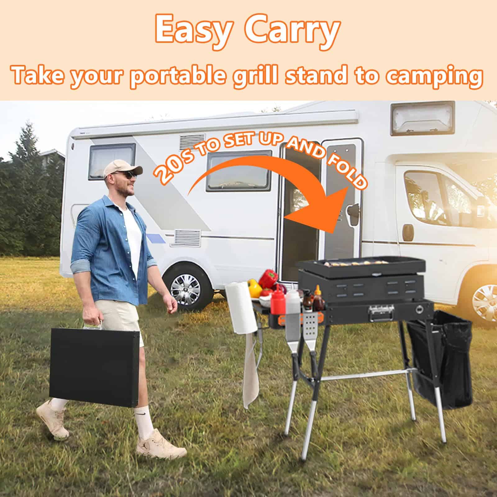 Mesa de Parrilla Portátil para Exteriores, Soporte para - Imagen 4