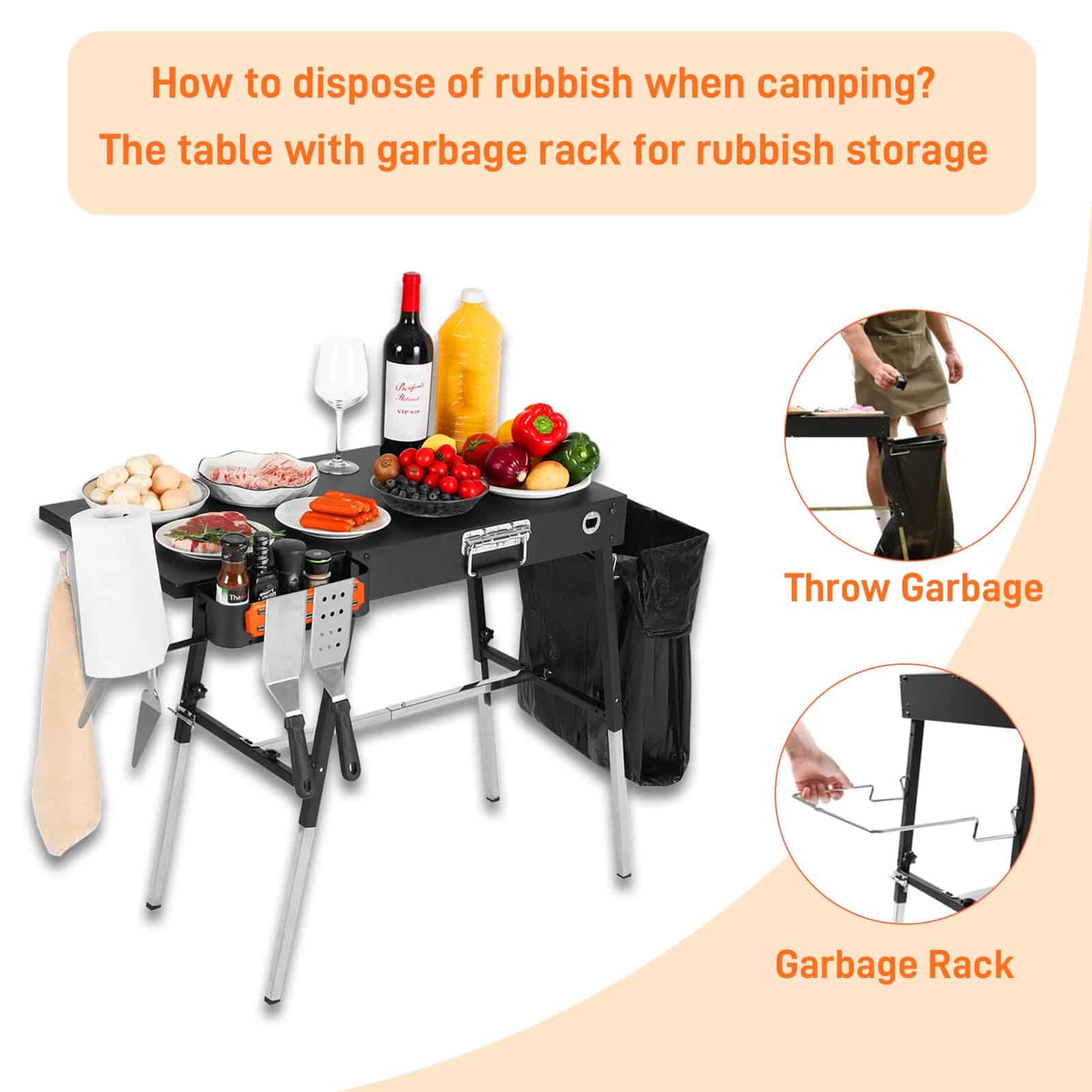 Mesa de Parrilla Portátil para Exteriores, Soporte para - Imagen 6