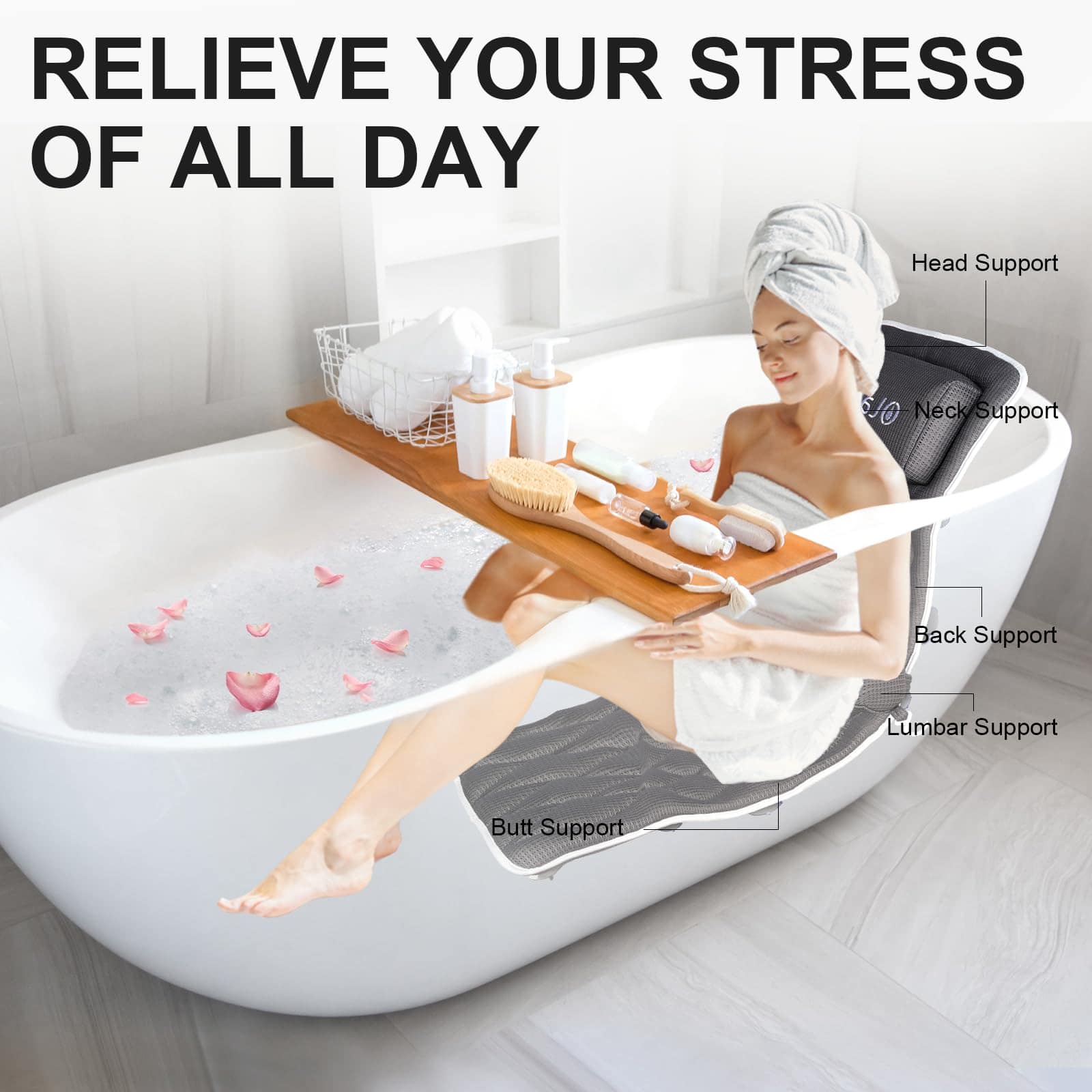 Almohada de Baño de Cuerpo Completo con -Gris - Imagen 7