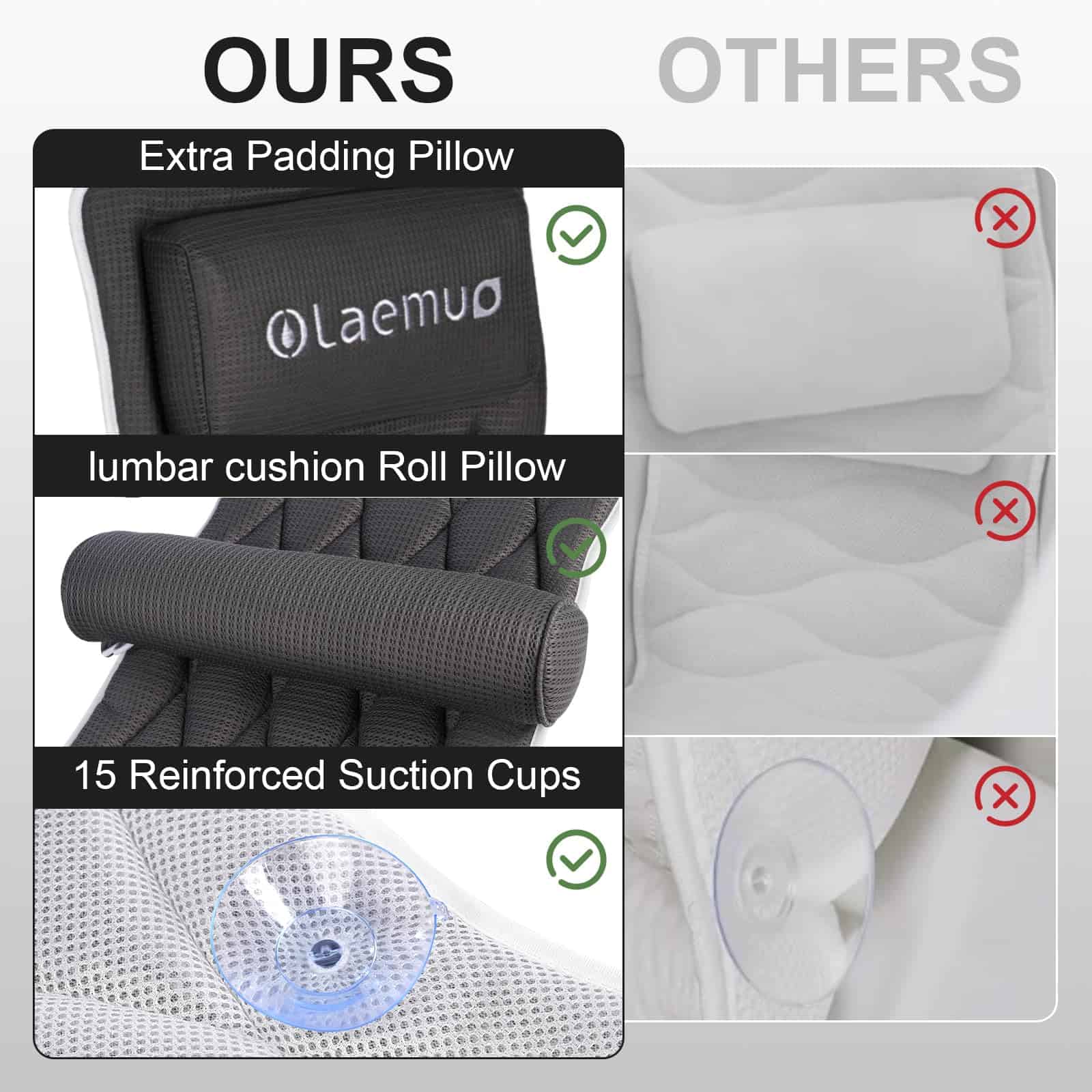 Almohada de Baño de Cuerpo Completo con -Gris - Imagen 5