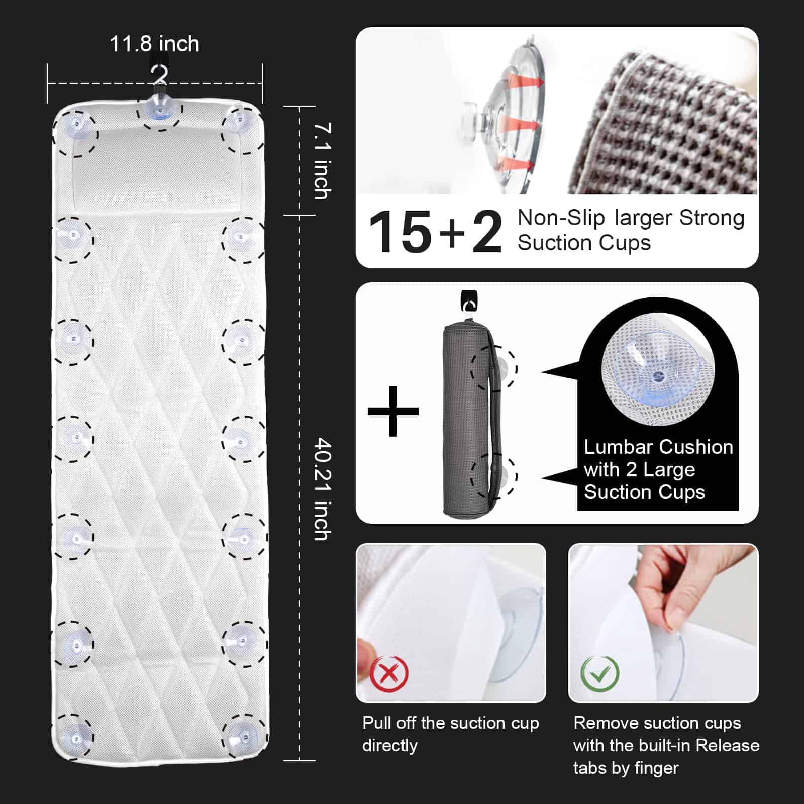 Almohada de Baño de Cuerpo Completo con -Gris - Imagen 4