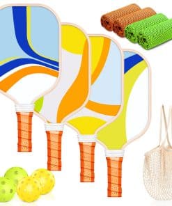 Juego de 4 Paletas de Pickleball con Superficie de Fibra de