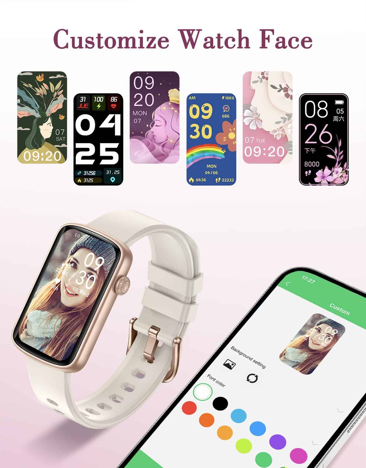 Relojes de Fitness para Mujeres SHANG WING, -Blanco Lechoso - Imagen 4