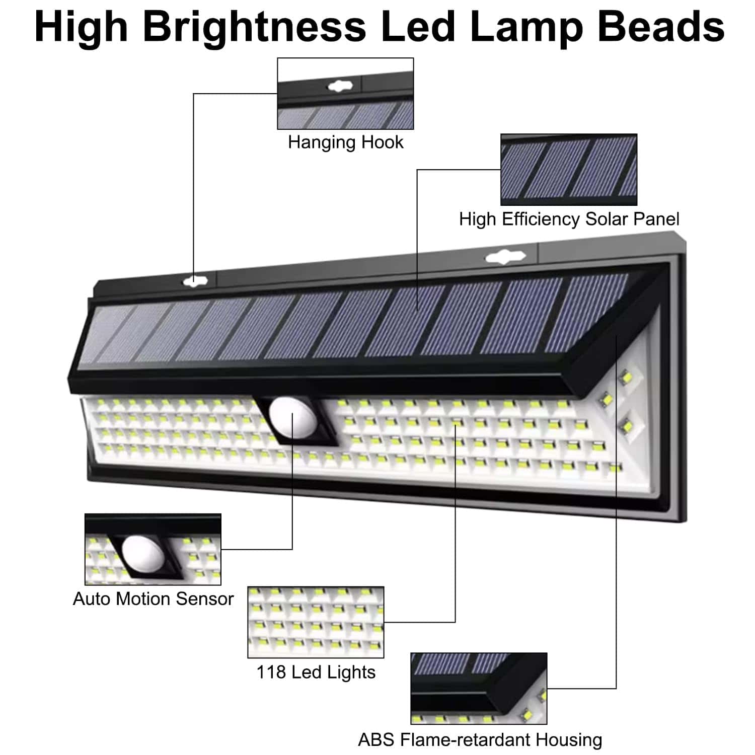 CCBASEBALL Lámpara solar para porche de RV, 118 LED Luces - Imagen 9