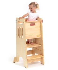 Torre para Niños Pequeños con Puerta Corrediza -Barnizado