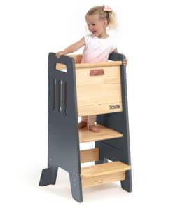 Torre para niños con puerta corrediza y 3 alturas -Gris