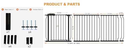 Puertas para bebés extra anchas HOOEN de 30" de altura para - Imagen 3