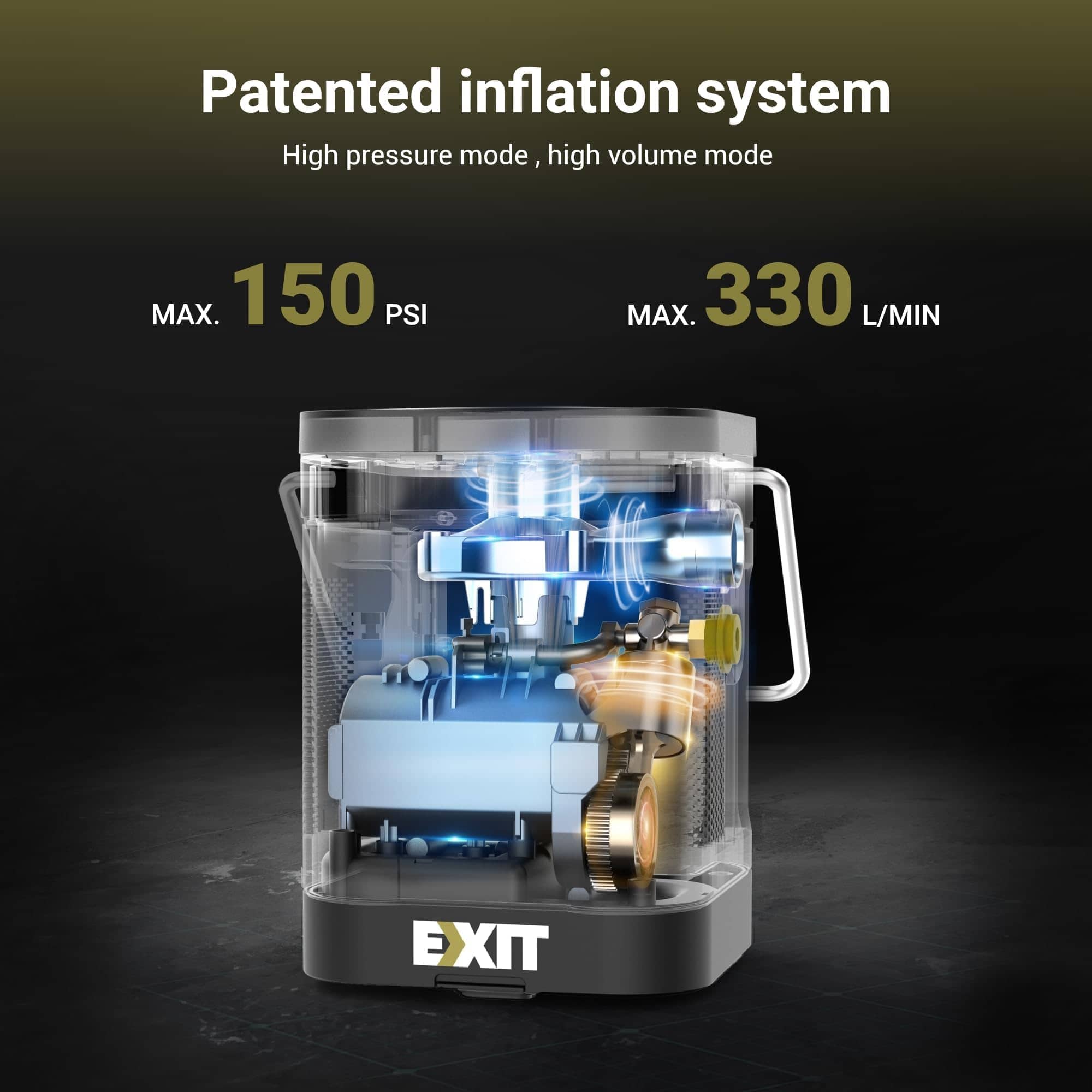 Compresor de aire portátil EXIT 20V para inflar llantas de - Imagen 3
