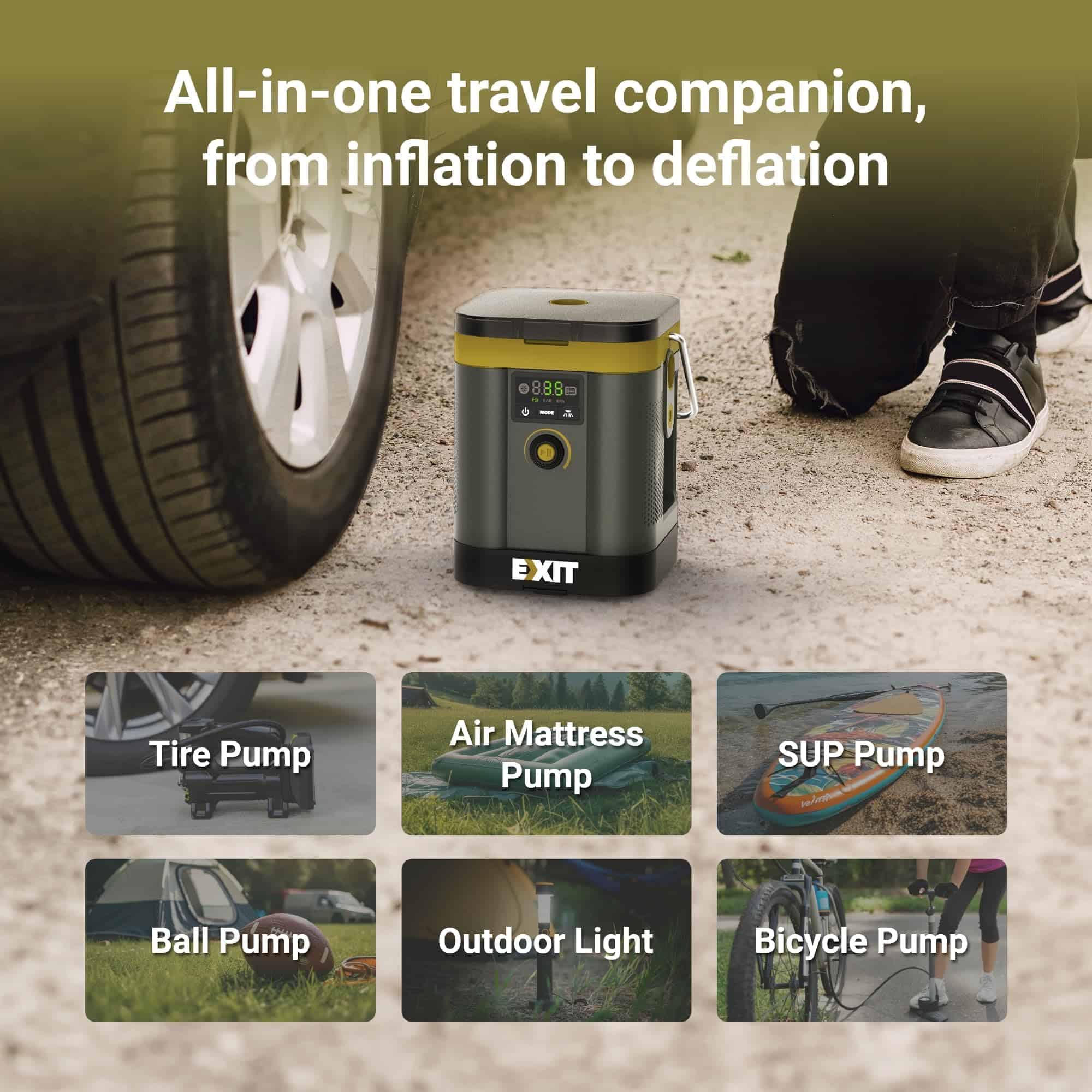 Compresor de aire portátil EXIT 20V para inflar llantas de - Imagen 6