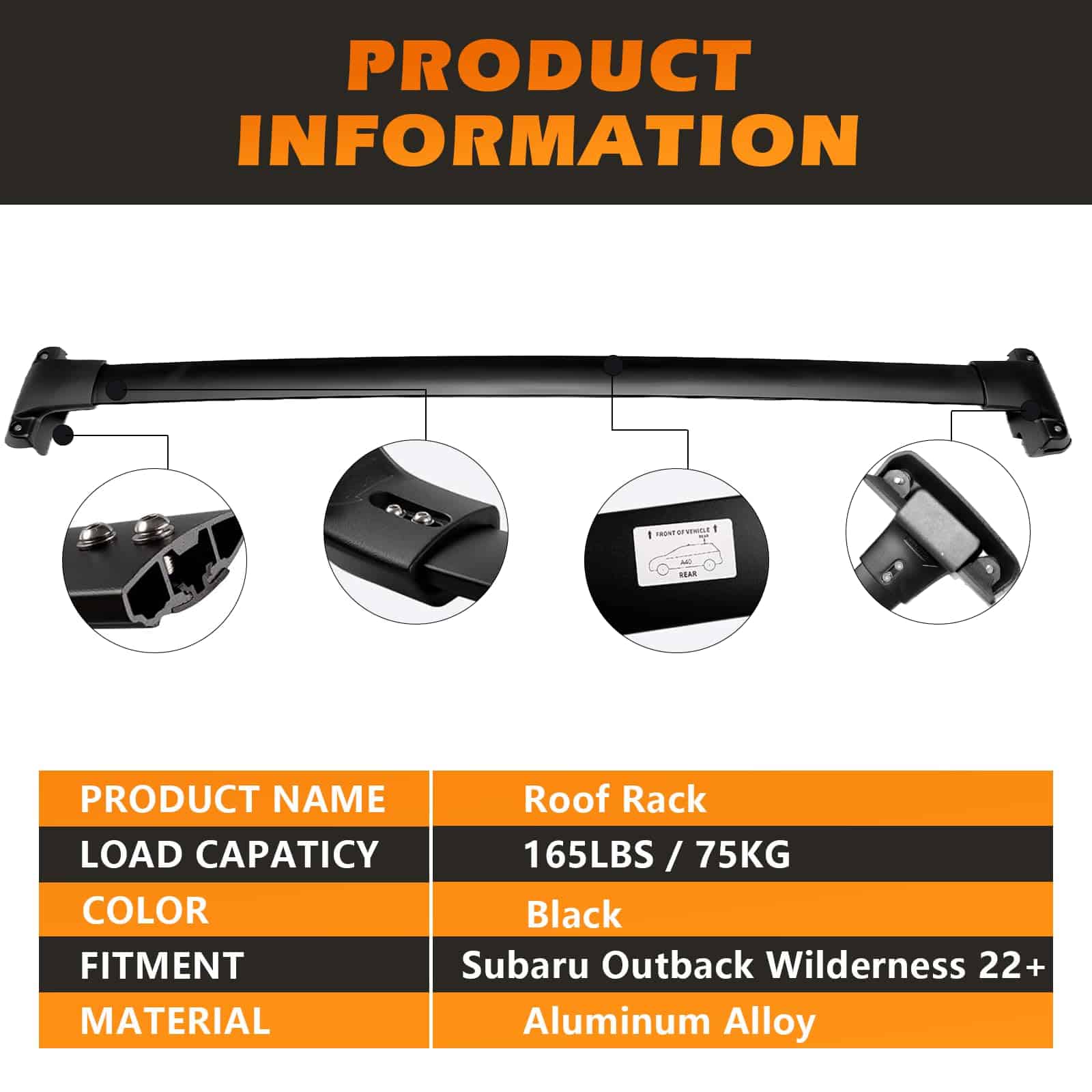 Barras de techo con rieles elevados para Subaru Outback - Imagen 8