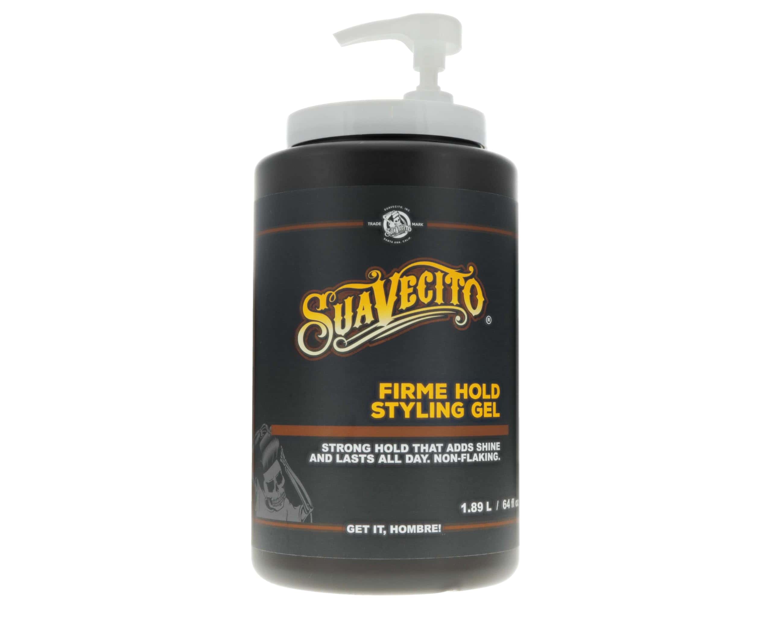 Gel para peinar Suavecito Firme Hold de 64 oz con bomba