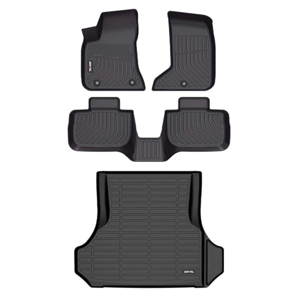 AIPOIL Juego de Tapetes para Piso y Forro -Negro