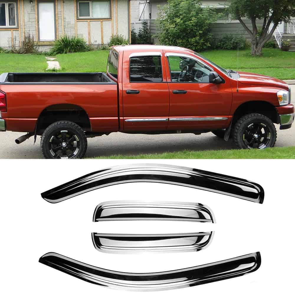 Visera de ventana lateral cromada Deebior 94623Y para Dodge