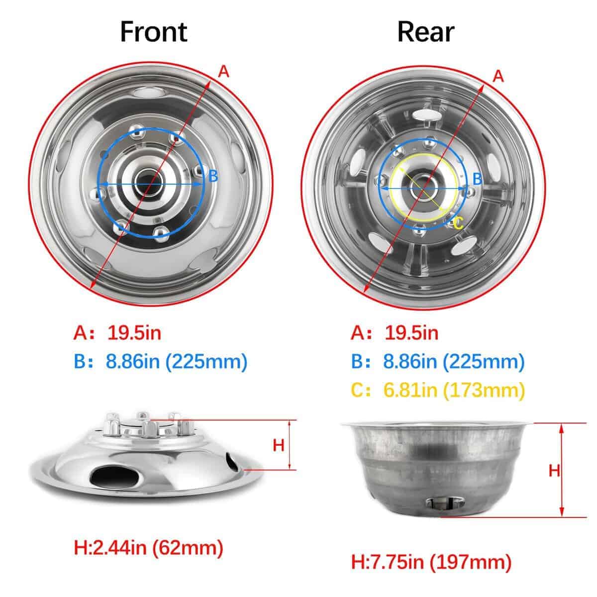 4 piezas de Simuladores de Rueda Delantera Trasera de Acero - Imagen 3