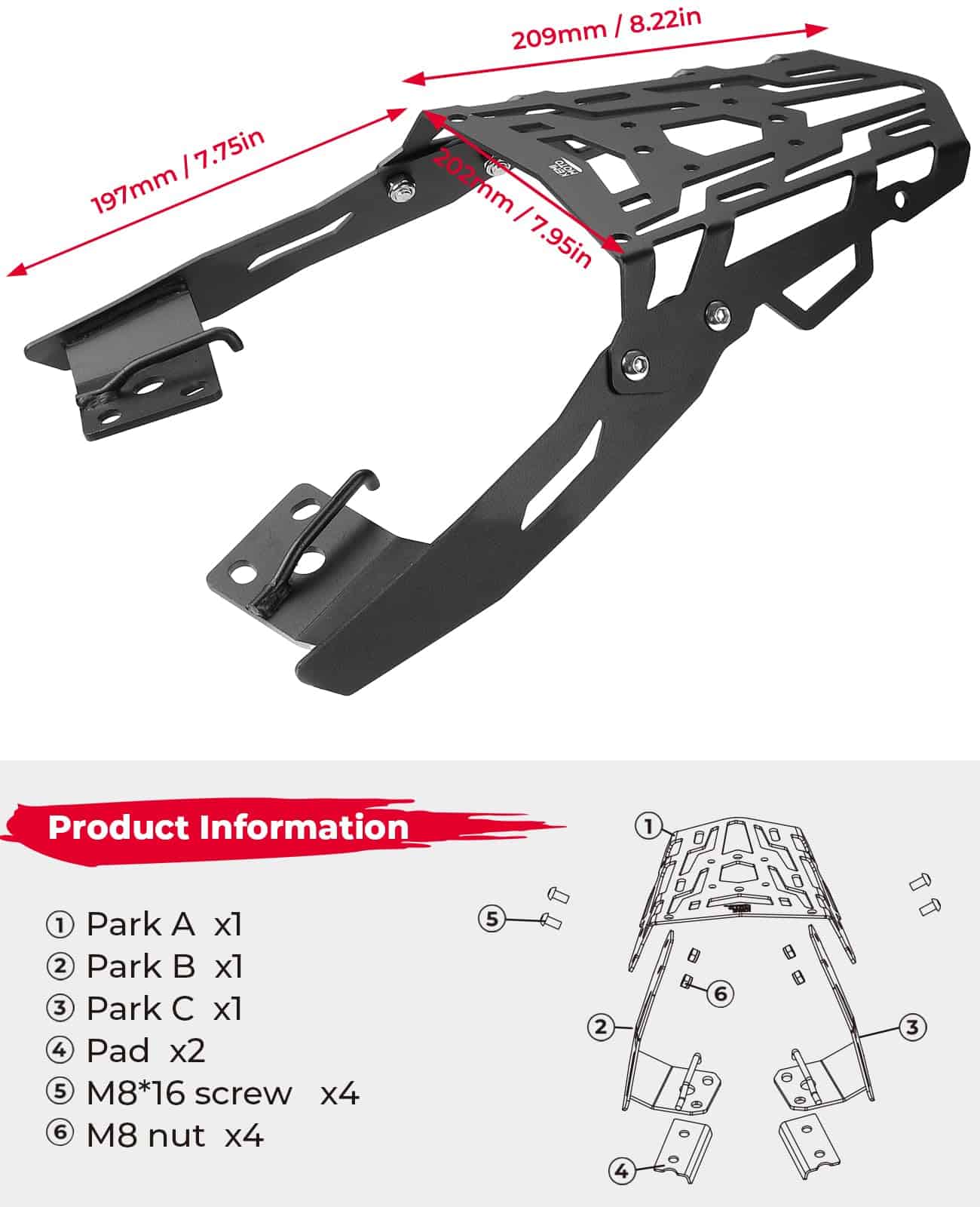 Portaequipajes de Moto KEMIMOTO para Navi con Capacidad de - Imagen 7
