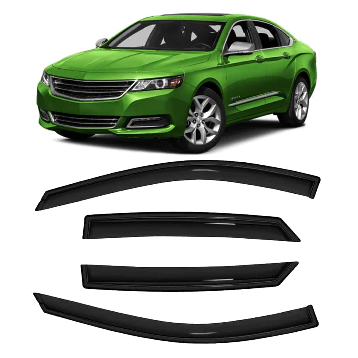 Wensdy 4pcs Sun Rain Guards Window Visor Wind Deflector