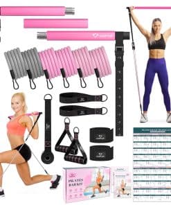 Kit de Barra de Pilates con Bandas de -Rosa (20/25/30lbs)