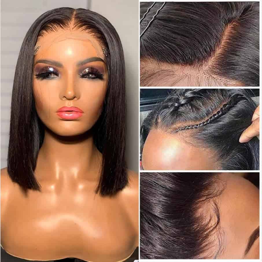 Peluca Bob Corta de Cierre de 5x5 de Cabello Humano - Imagen 3