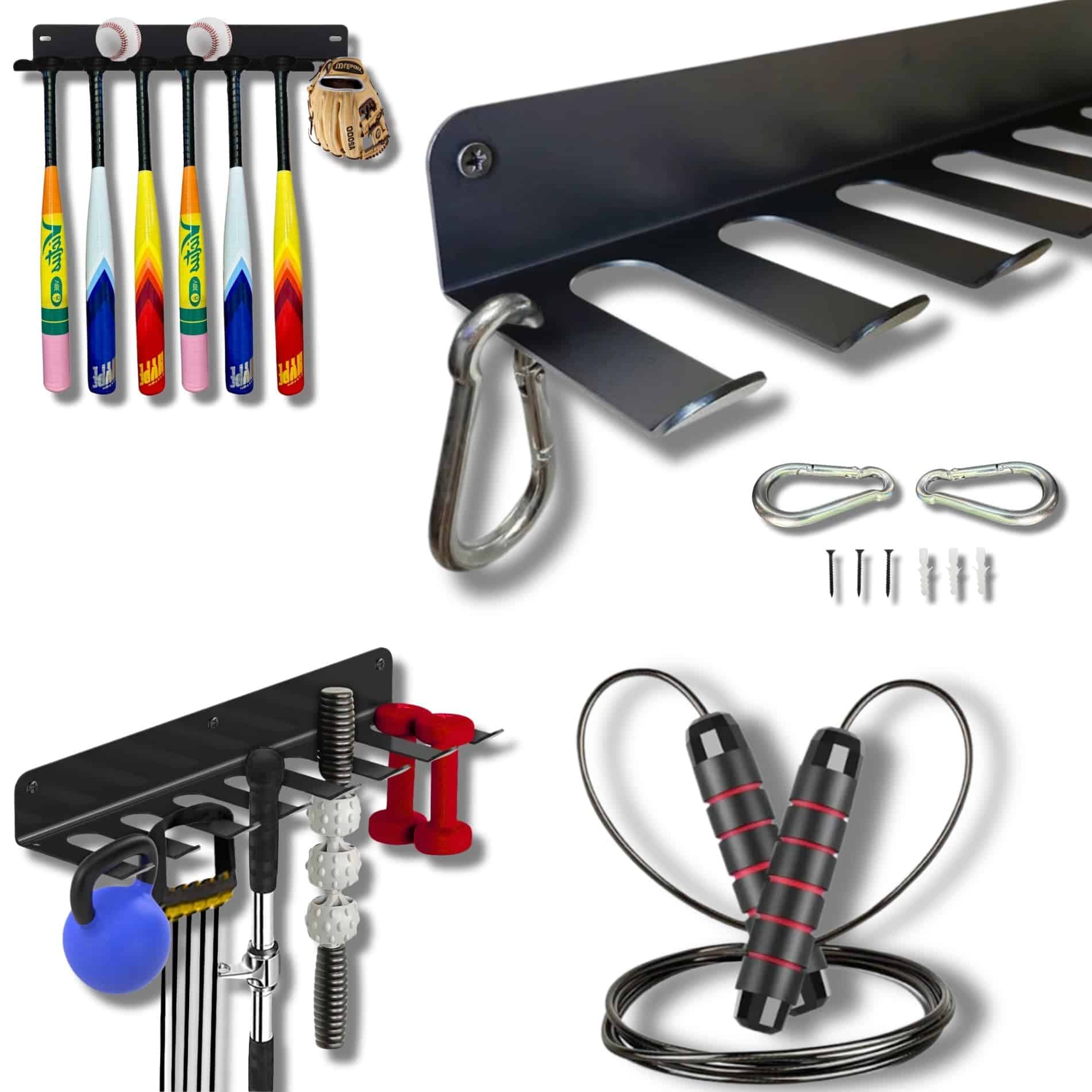 Rack de Almacenamiento para Gimnasio 2-en-1 + Cuerda para