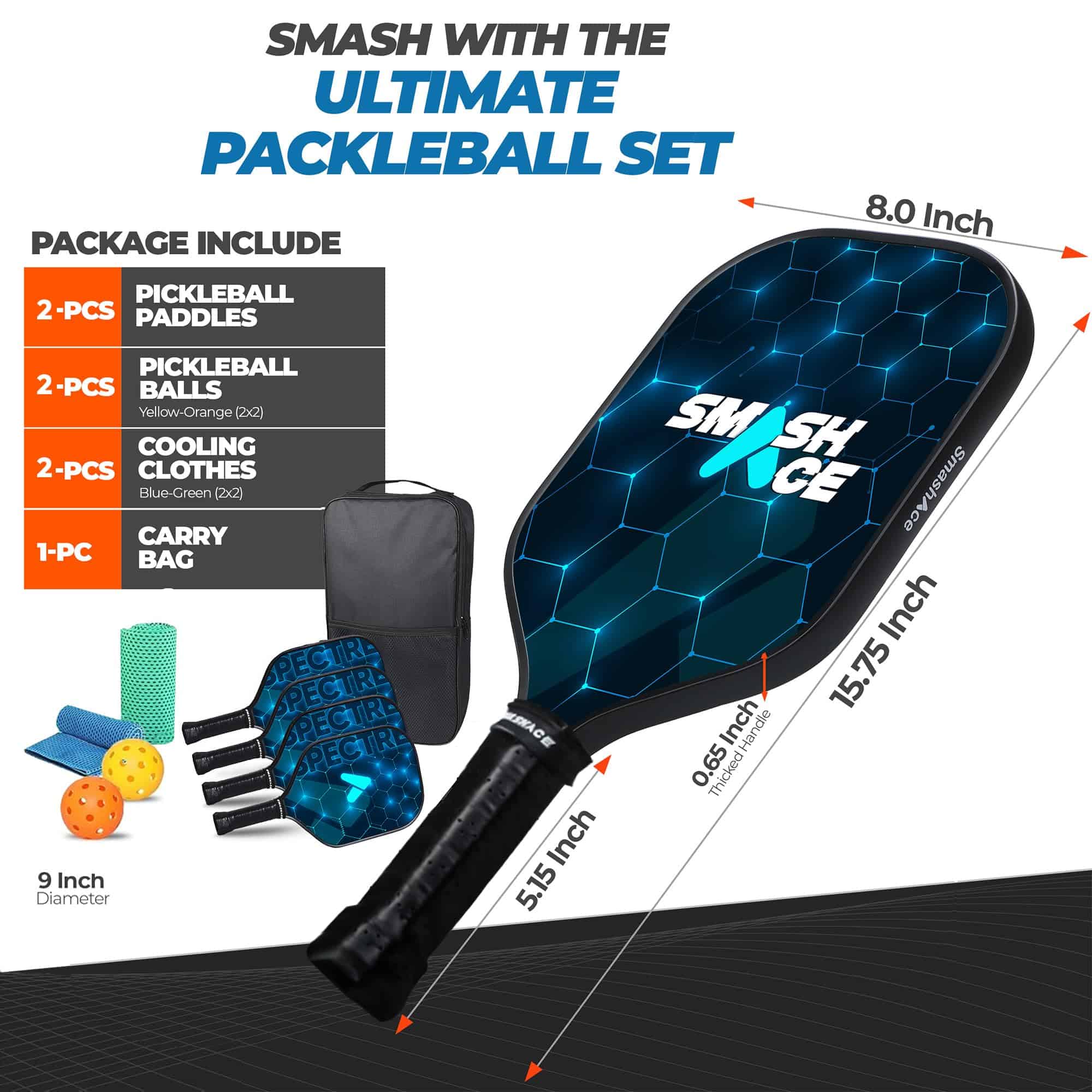Conjunto de Palas de Pickleball SmashAce Aprobado por la - Imagen 3