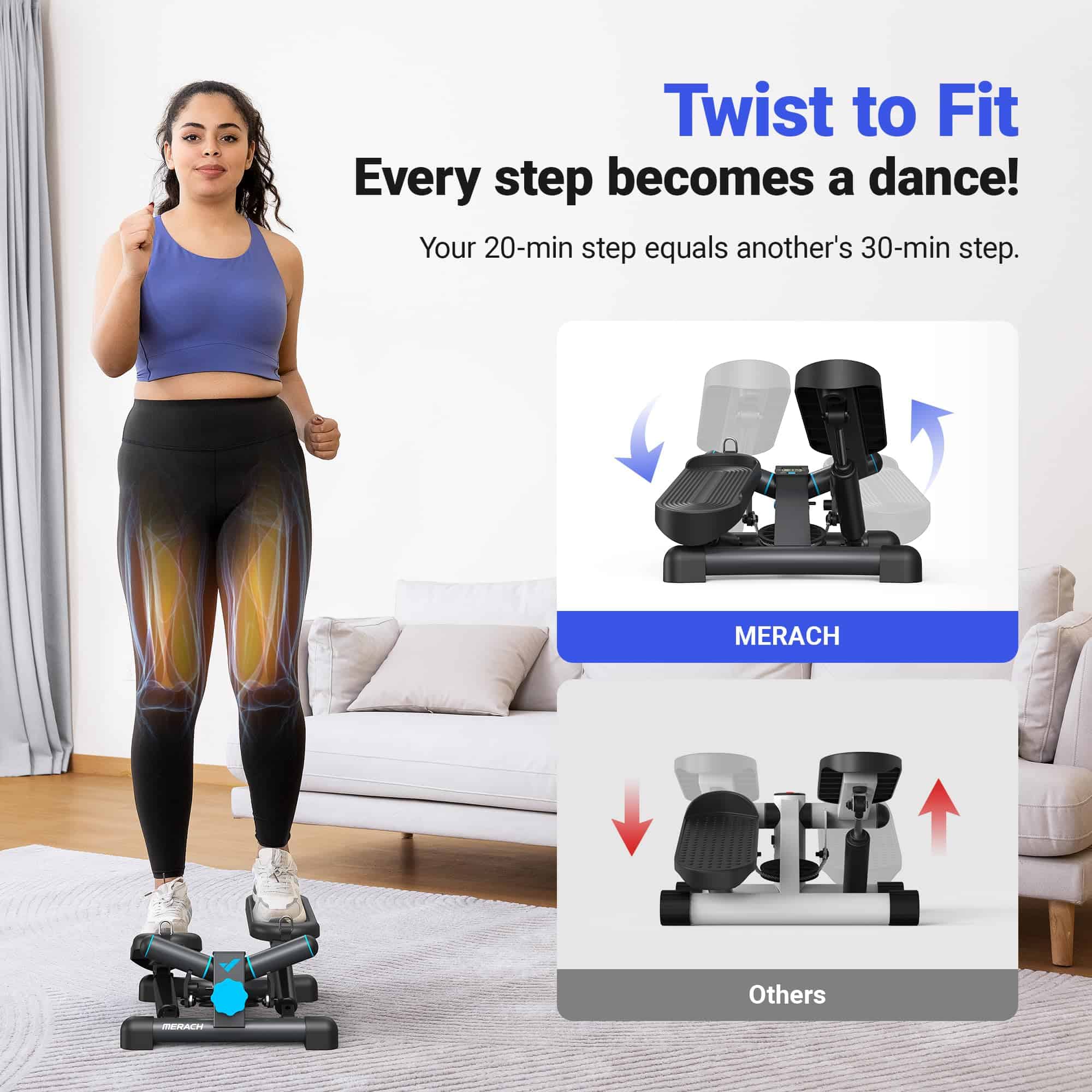 Mini Stepper para Ejercicio MERACH, Twist Stair Stepper - Imagen 4