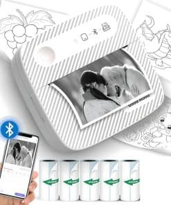 Impresora Aimery Mini con 5 Rollos de Papel Adhesivo,