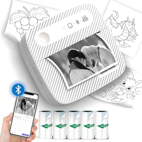 Impresora Aimery Mini con 5 Rollos de Papel Adhesivo,
