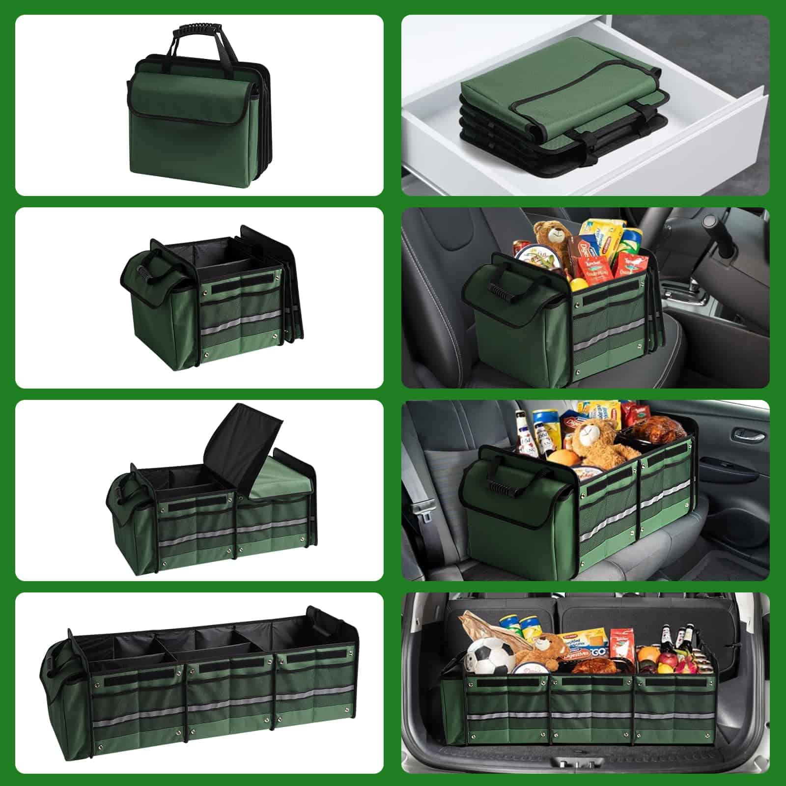 Organizador de Maletero para Coche, 115L de Alta -Verde 115L - Imagen 5