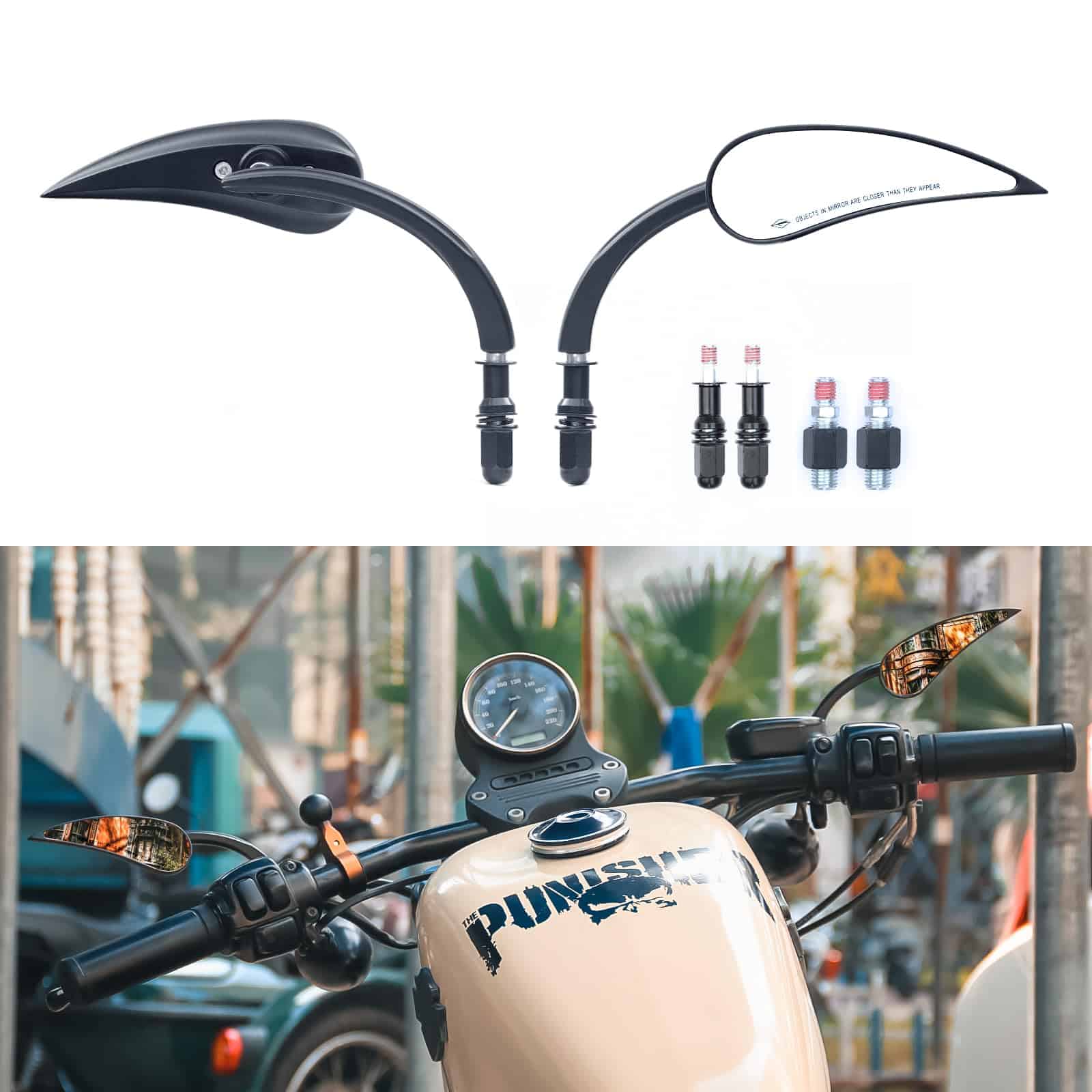Espejos para Motocicleta WTZMOTO, Forma de Gota de Agua