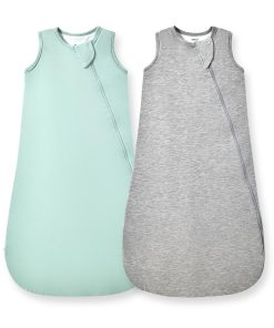 Saco de Dormir para Bebé de Bambú HAPIU -Salvia y Gris Claro