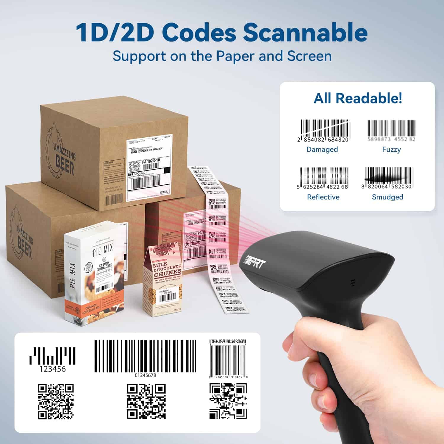 Escáner de Código de Barras Bluetooth 1D 2D QR iDPRT, - Imagen 3