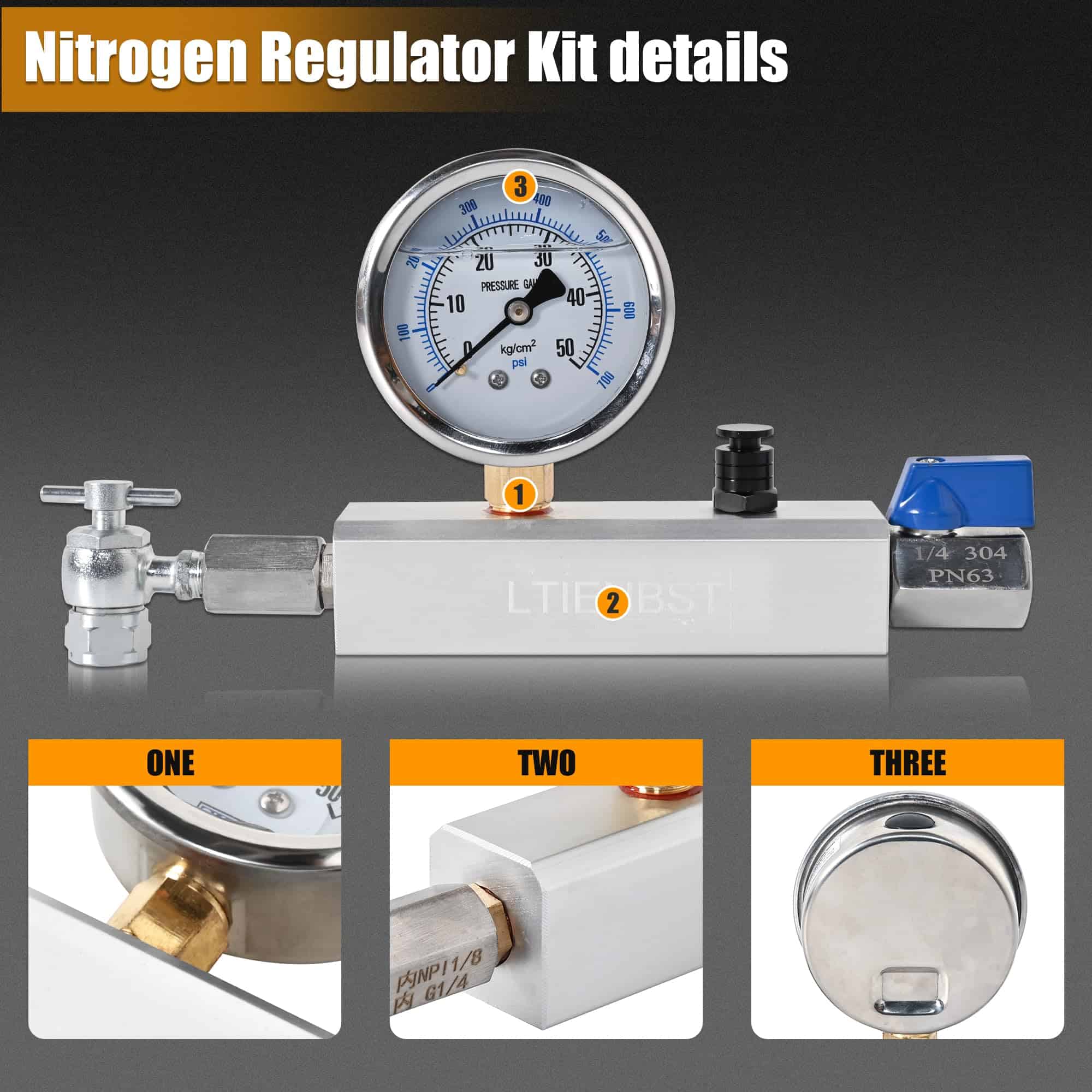 Kit de Regulador de Nitrógeno LTIENBST 700PSI para Rellenar - Imagen 5