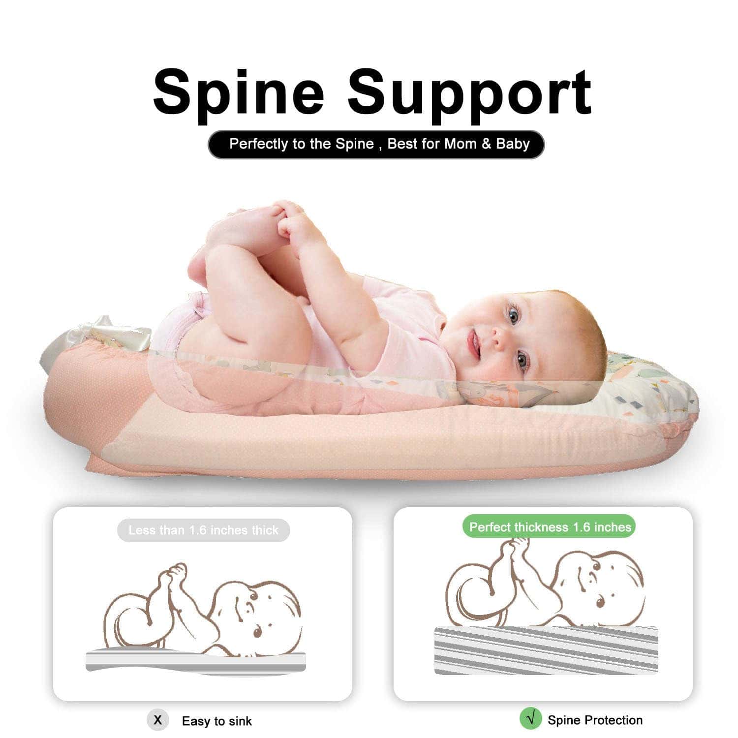 Nido de bebé ajustable para recién nacidos de 0 -Rosa - Imagen 8