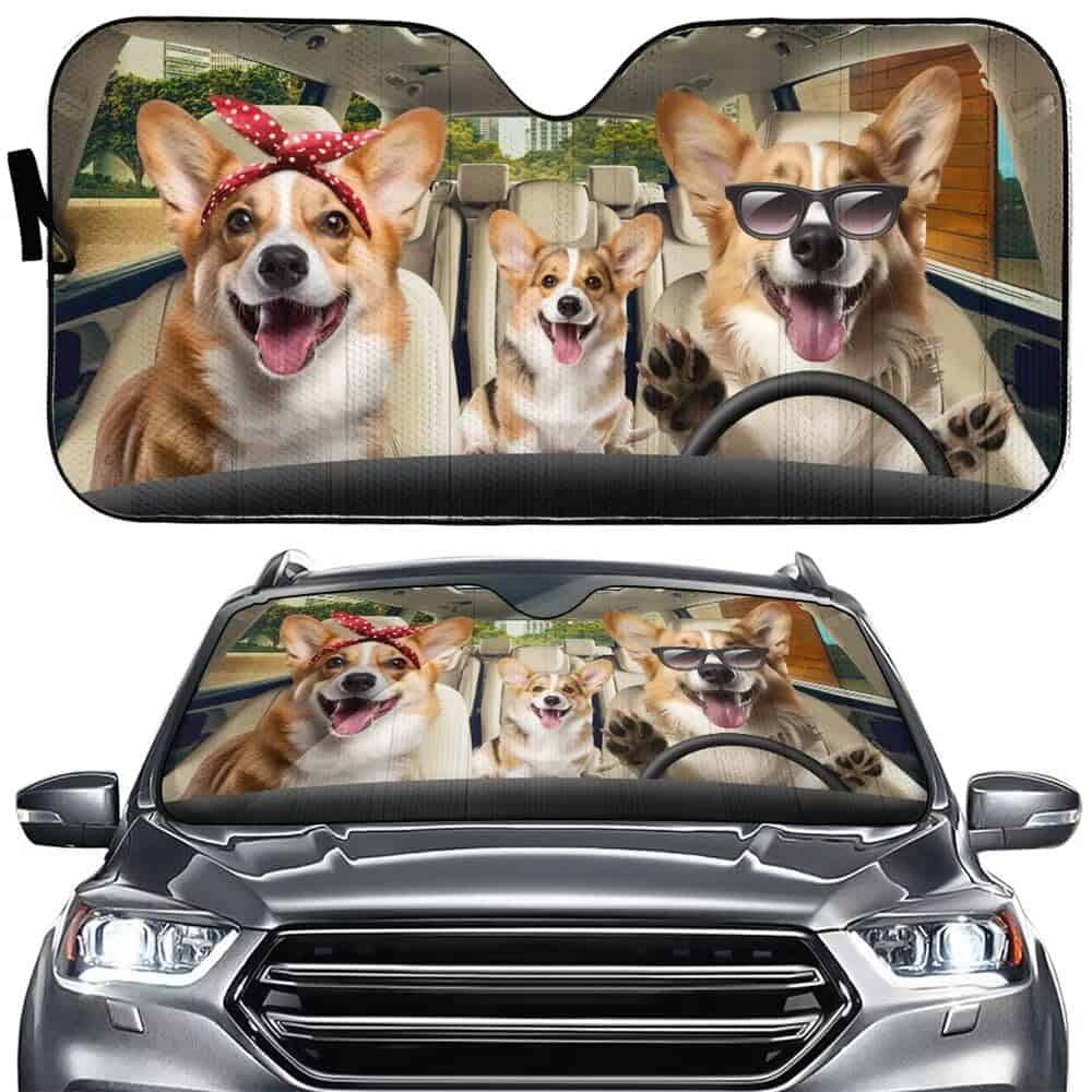 Parasol Divertido de Perro Corgi para Parabrisas de