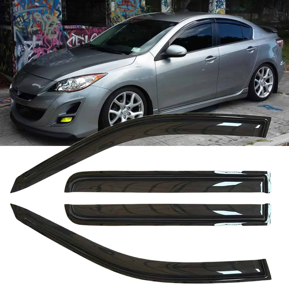 CITYHOT 4pcs Deflector de Ventana Lateral para Mazda 3