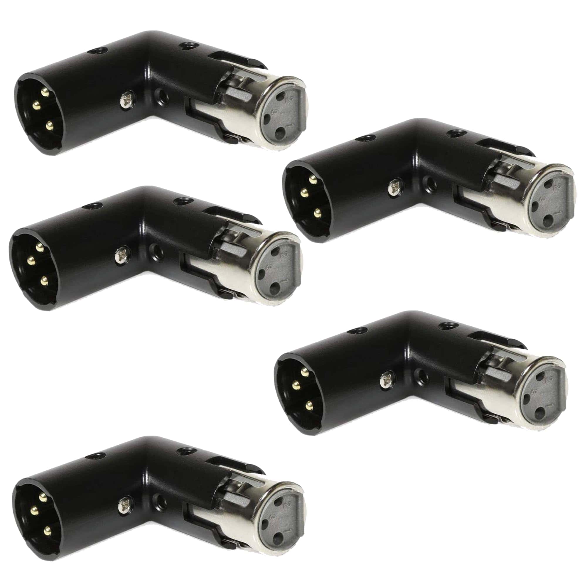 Adaptador de Ángulo XLR de 5 Piezas 3-PIN Ajustable Macho a