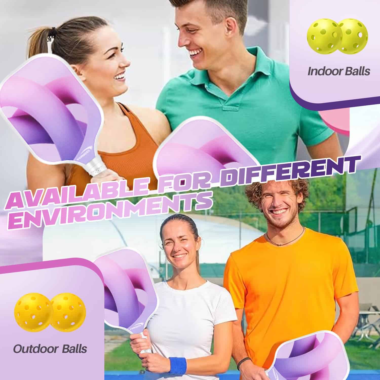 Pickleball Paddles Set VOTMONI Fibra de Vidrio Raqueta de - Imagen 6