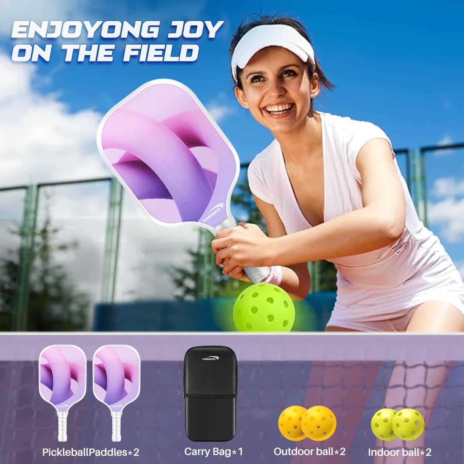 Pickleball Paddles Set VOTMONI Fibra de Vidrio Raqueta de - Imagen 8