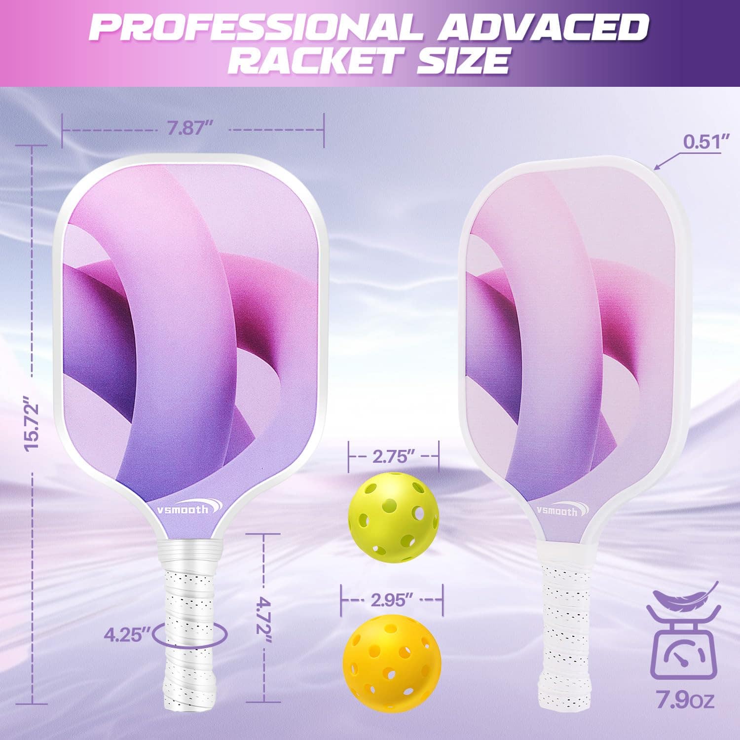 Pickleball Paddles Set VOTMONI Fibra de Vidrio Raqueta de - Imagen 5