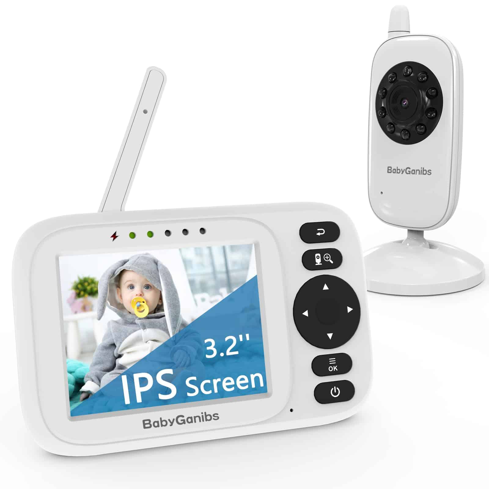 Monitor Para Bebés con Cámara y Audio, 3.2'' IPS Monitor de