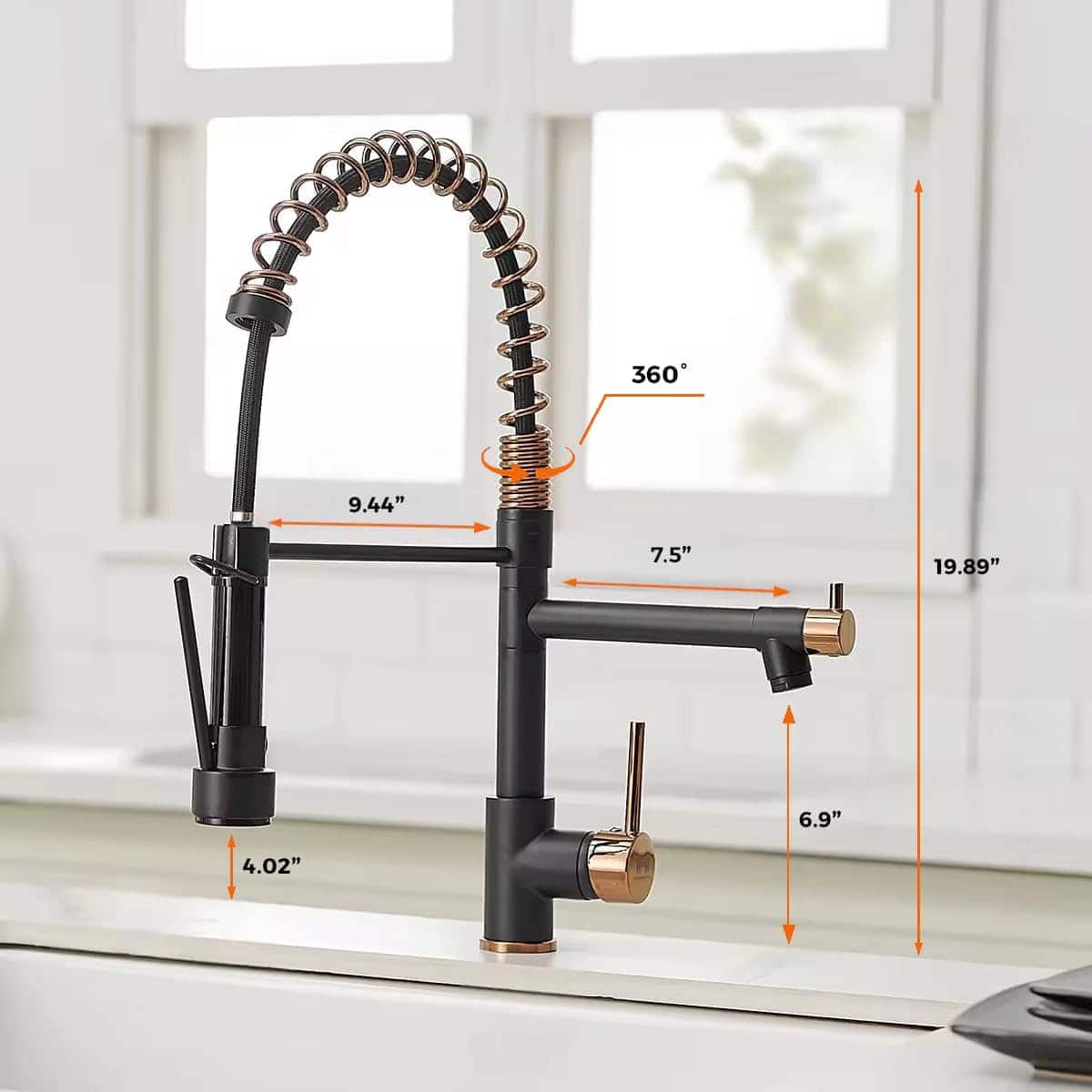 Grifo de Cocina Homefy en Oro Rosa con Rociador Extraíble, - Imagen 8