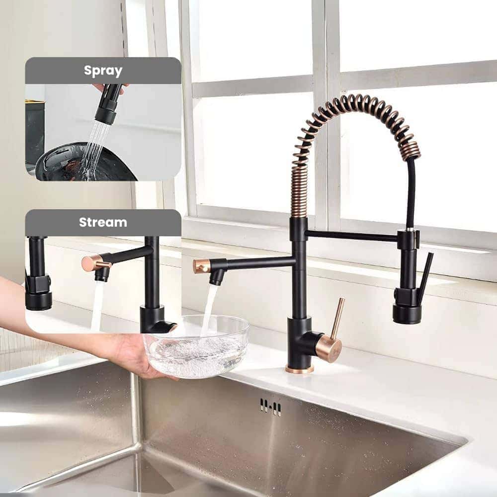 Grifo de Cocina Homefy en Oro Rosa con Rociador Extraíble, - Imagen 3