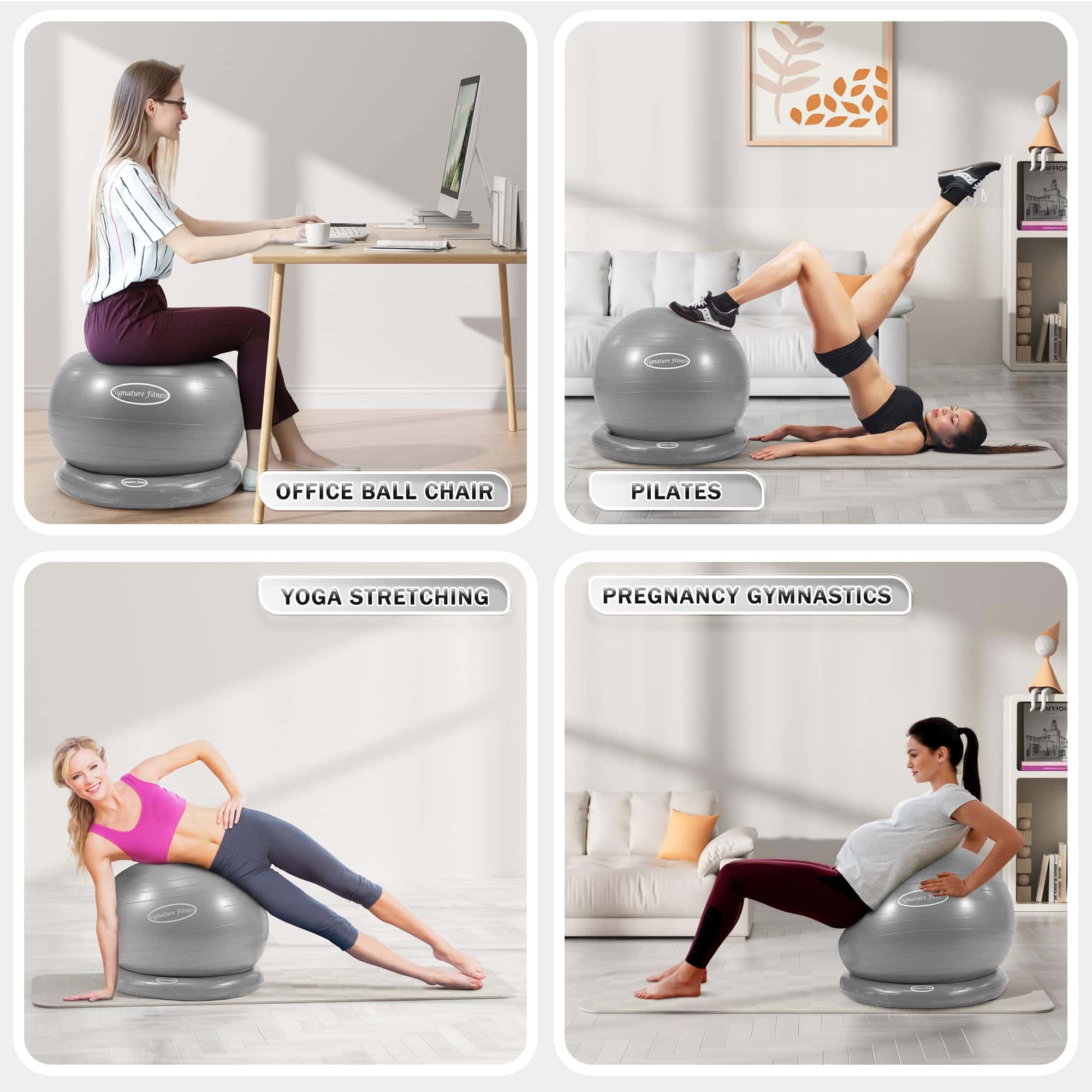 Fitvids Balance Ball con Base de Anillo Inflable, Kits de - Imagen 8