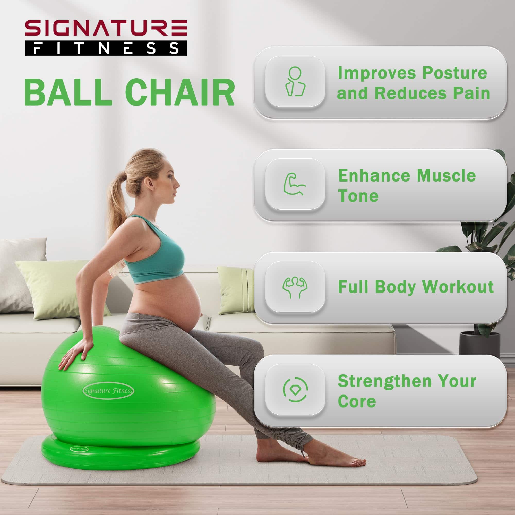 Fitvids Balón de Equilibrio con Base de Anillo Inflable, - Imagen 9