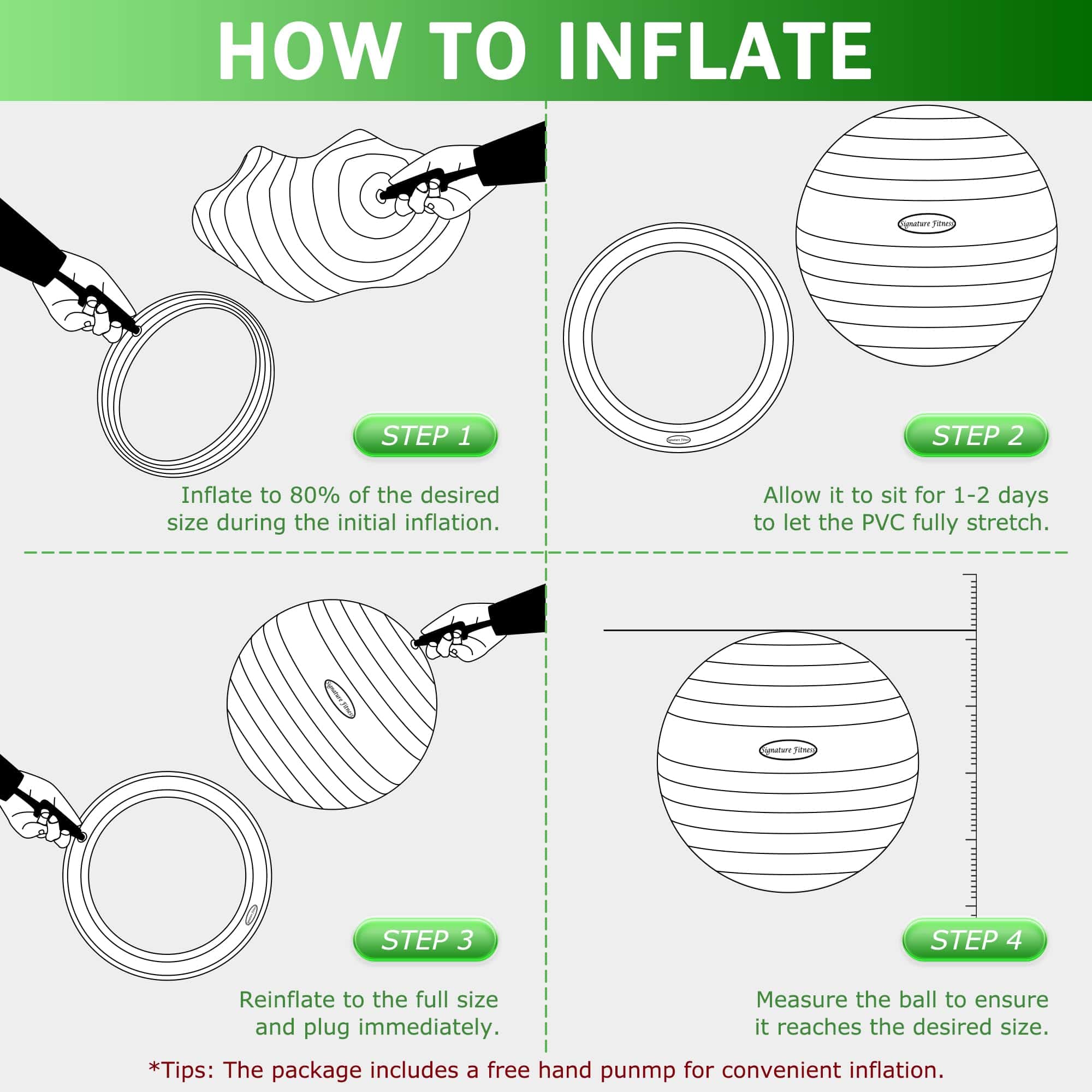Fitvids Balón de Equilibrio con Base de Anillo Inflable, - Imagen 7