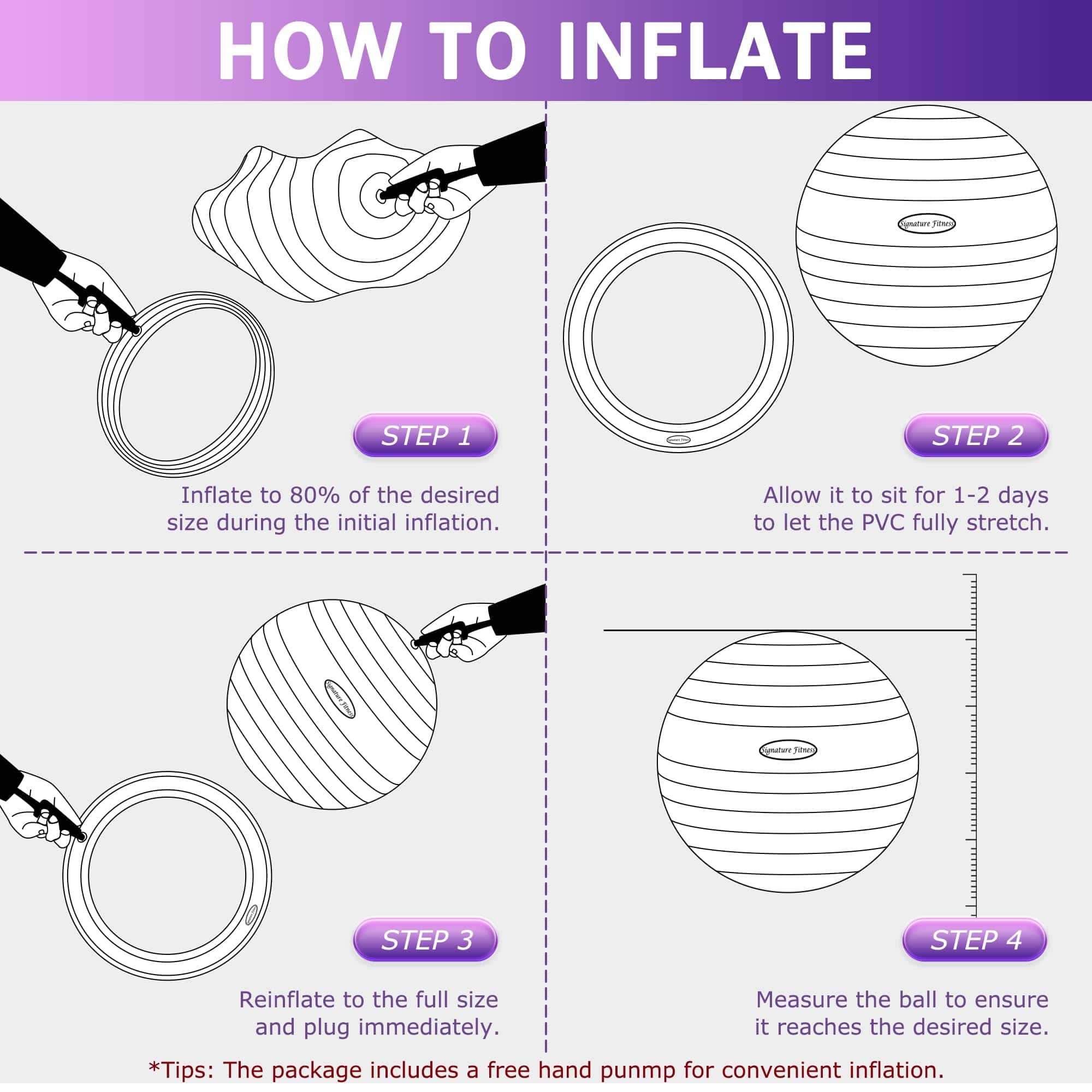 Fitvids Balance Ball con Kits de Base de Anillo Inflable, - Imagen 7
