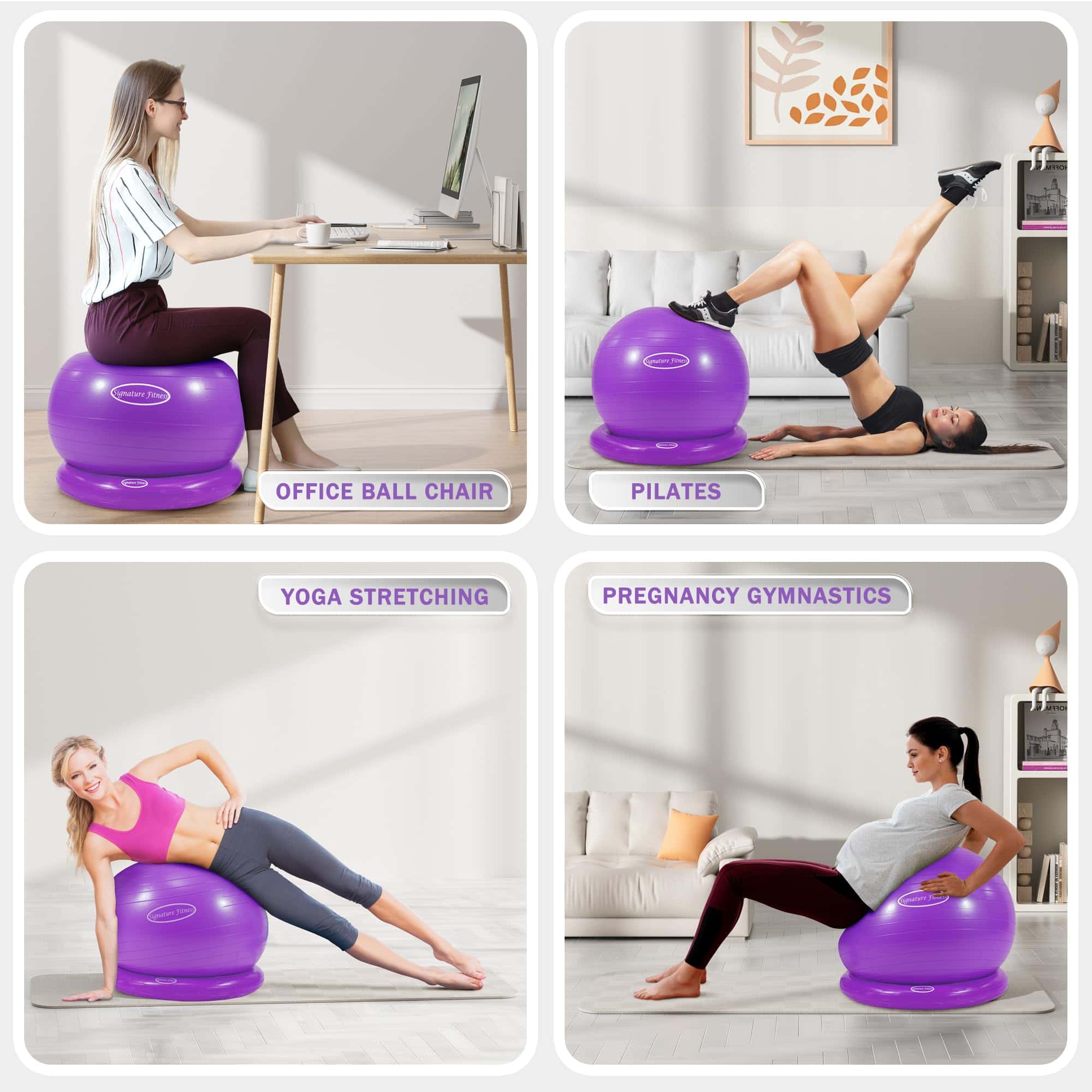 Fitvids Balance Ball con Kits de Base de Anillo Inflable, - Imagen 8